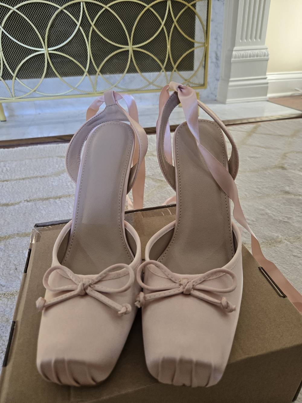 Elegant Pink Ballerina Style Satin High-Heel Slingbacks with Ankle Ties - Picture 3 of 8